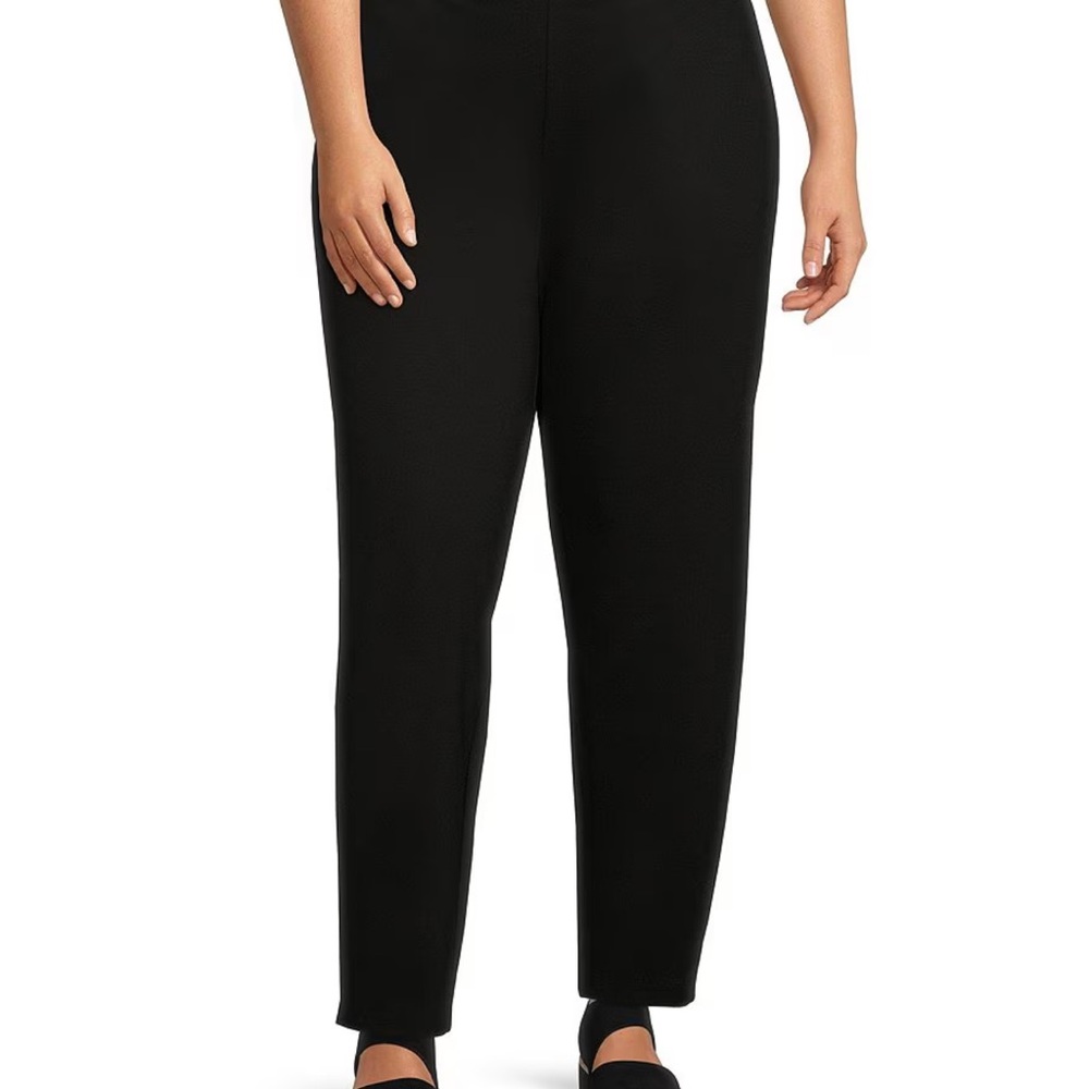 Eileen Fisher Black Viscose Lycra Pull on Stretch Pants